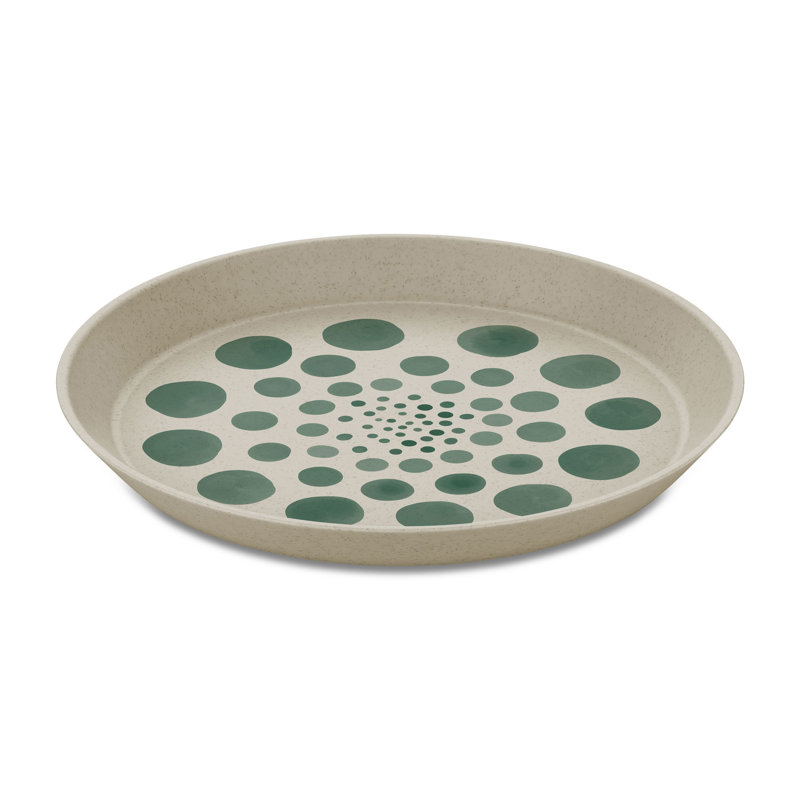 Koziol Connect Plate Monstera Dots 4 Piece Cake Plate Set, Plastic, Sand, 20.5cm