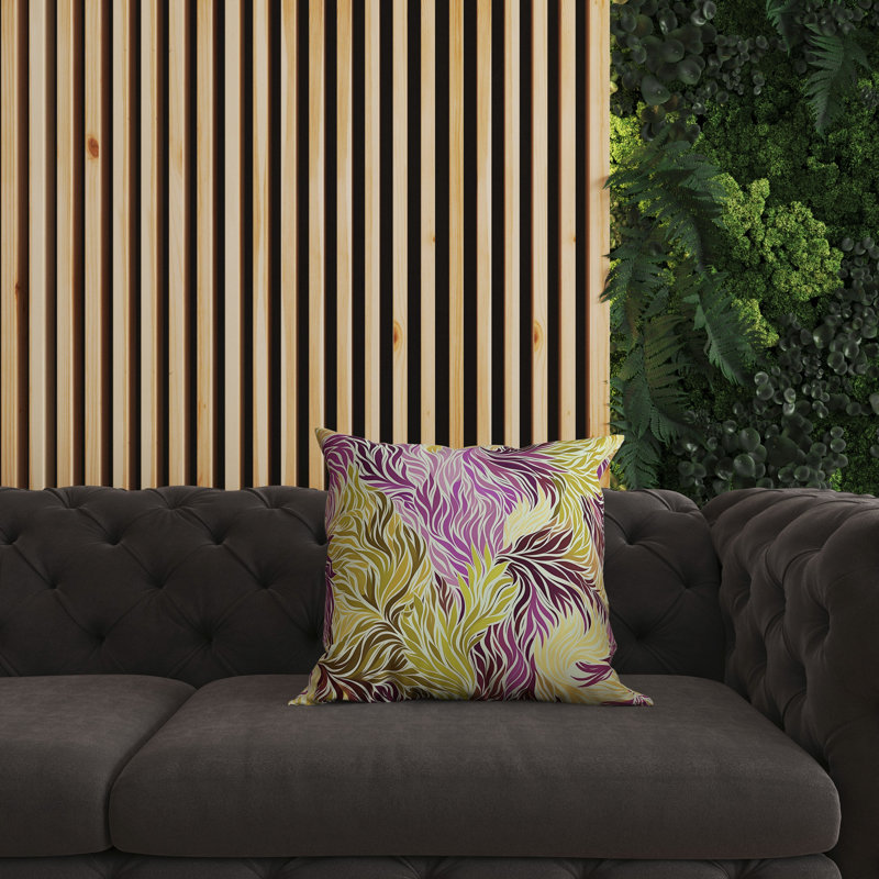 Floral Square Cushion, 51cm H x 51cm W, Yellow/Purple