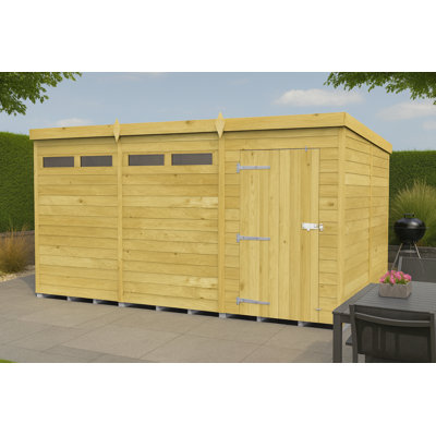 12ft x 8ft Pent Security Shed - Single Door