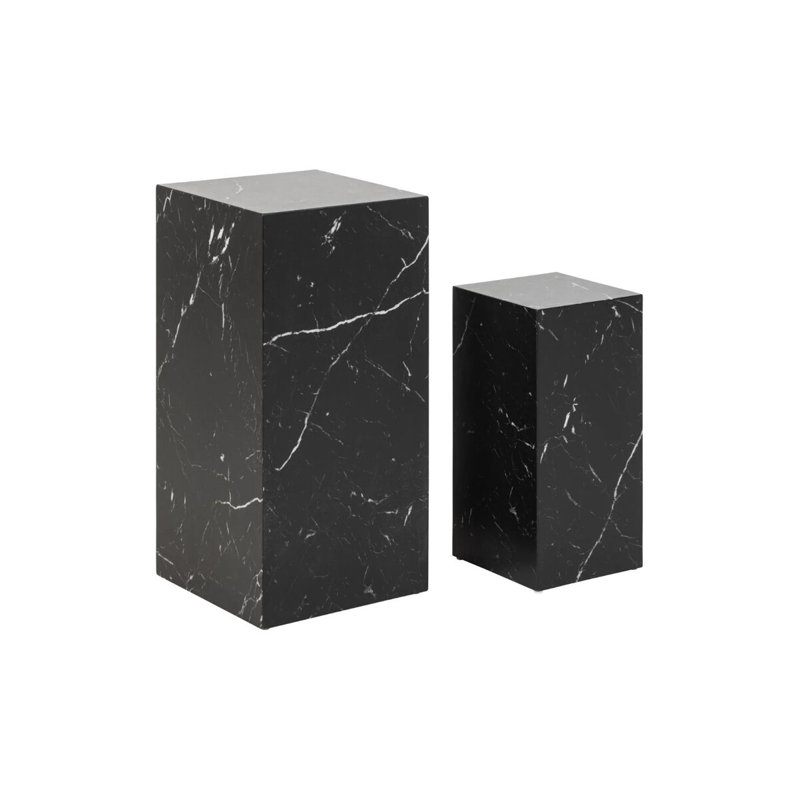 Daimian Block Side Table Set, Black