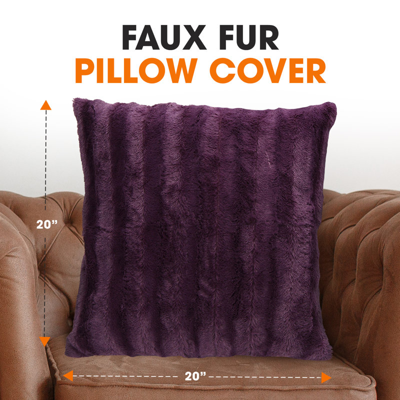 Housse de coussin en similifourrure, 20 po x 20 po, Mauve