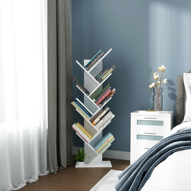 Bibliothèque géométrique Trivette, Blanc nuage, H 50 po x l 15,7 po x P 7,9 po