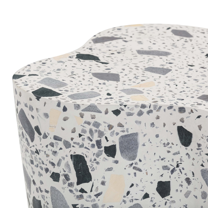 Table d'appoint noire et blanche River Bed Terrazzo, Blanc