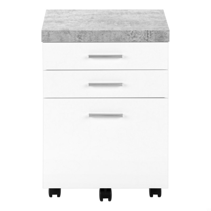 File Cabinet, Rolling Mobile, Storage Drawers, Printer Stand, White;Gray