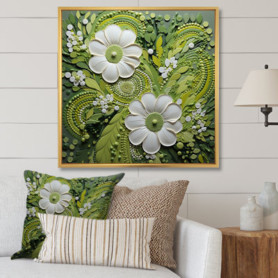 " Light Green Ferns Plant Whimsical Spirals II "