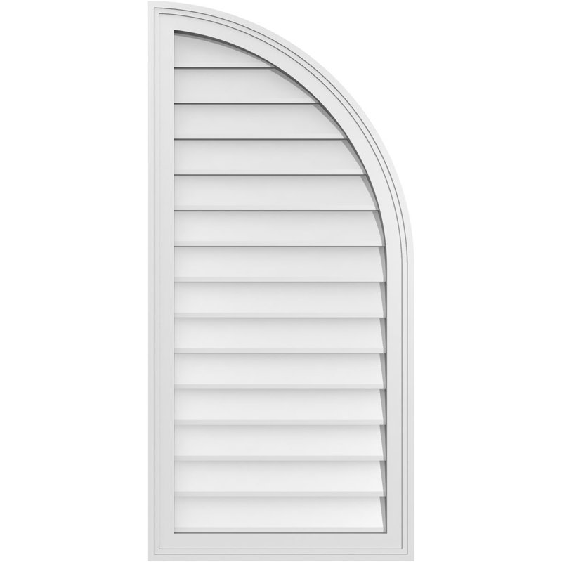 Quarter Round Top Right Surface Mount Signature Urethane Non-Functional Gable Vent, Primed Tan, 42" H x 20" W x 1.5" D