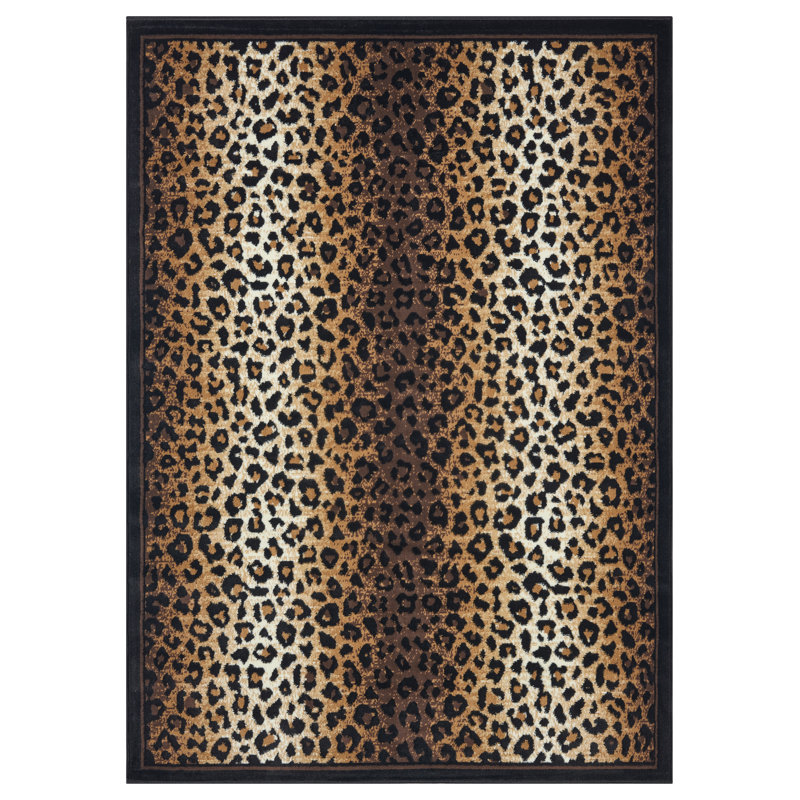 Ebron Leopard Skin 5'3"x7'3" Area Rug, Rectangle 5' x 8'