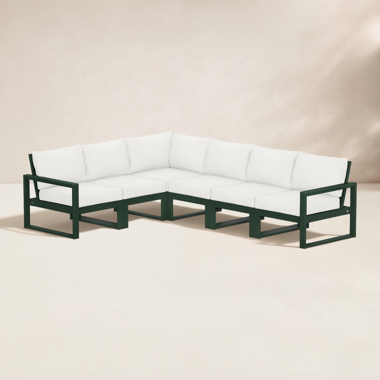POLYWOOD® Edge 111" Patio Sectional, Granite, Green