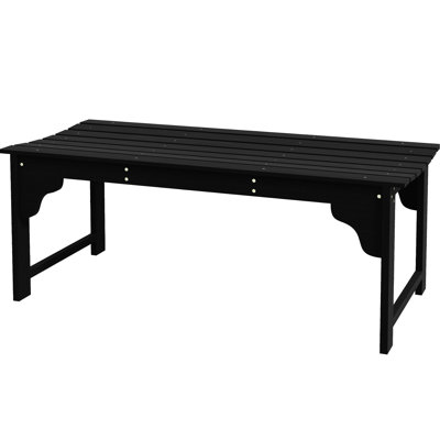 Siège de patio en bois, banc de véranda sans dossier à lattes en noir. Pour le jardin, au bord de la piscine. Deux, beauté rustique. . Simple à assembler. Capacité de 550 lb L 45,25 po x l 19,75 po H 17,75 po noir, jardin