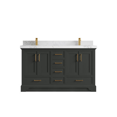 Charlotte 60'' Double Bathroom Vanity with Quartz Top