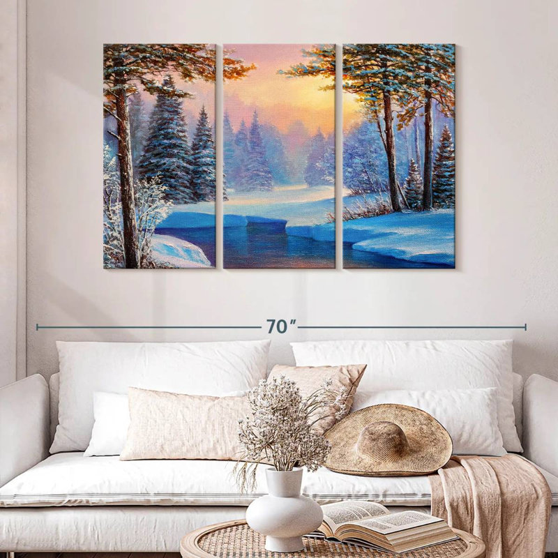 Paysage de rivière d'hiver Alvord, H 32 po x l 50 po