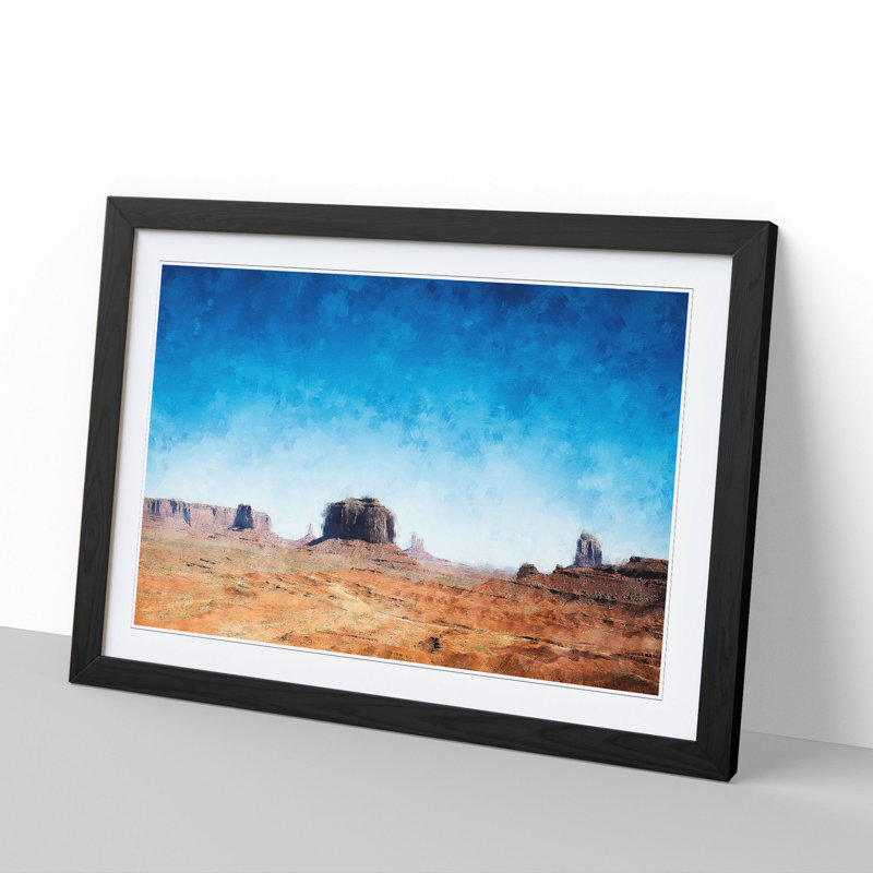 View of Monument Valley in Arizona - Picture Frame Graphic Art, 27cm H x 36cm W x 2cm D, Black