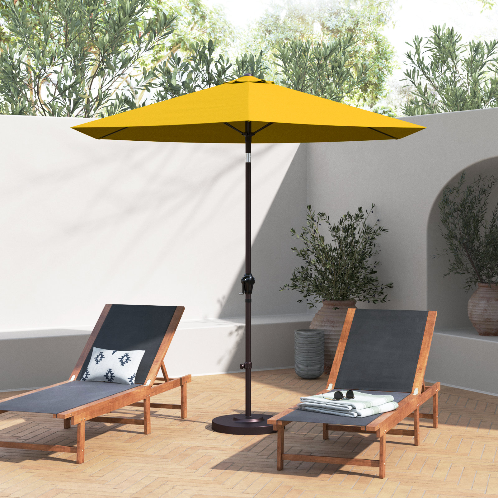 Astraea 108'' Outdoor Umbrella, Yellow - Polyester