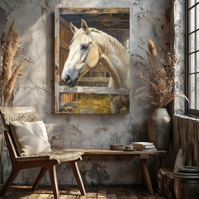 Rustic Horse Stable Canvastranquil Pastoral Canvas Wall Art Ready To Hang Gallery Wrapped Home Decor Modern Design Premium Quality