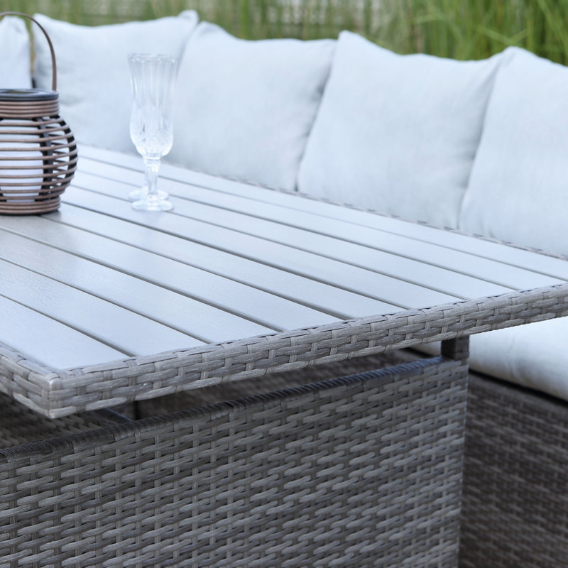 Ensemble de canapé modulaire en rotin 7 pièces avec coussins 7 pièces, Gris, Gris