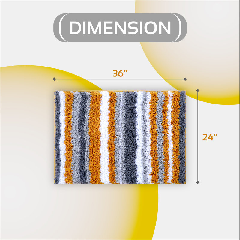 Tapis pour salle de bain 100% polyester griffé Griffie, Rectangle 24 po x 36 po, Jaune