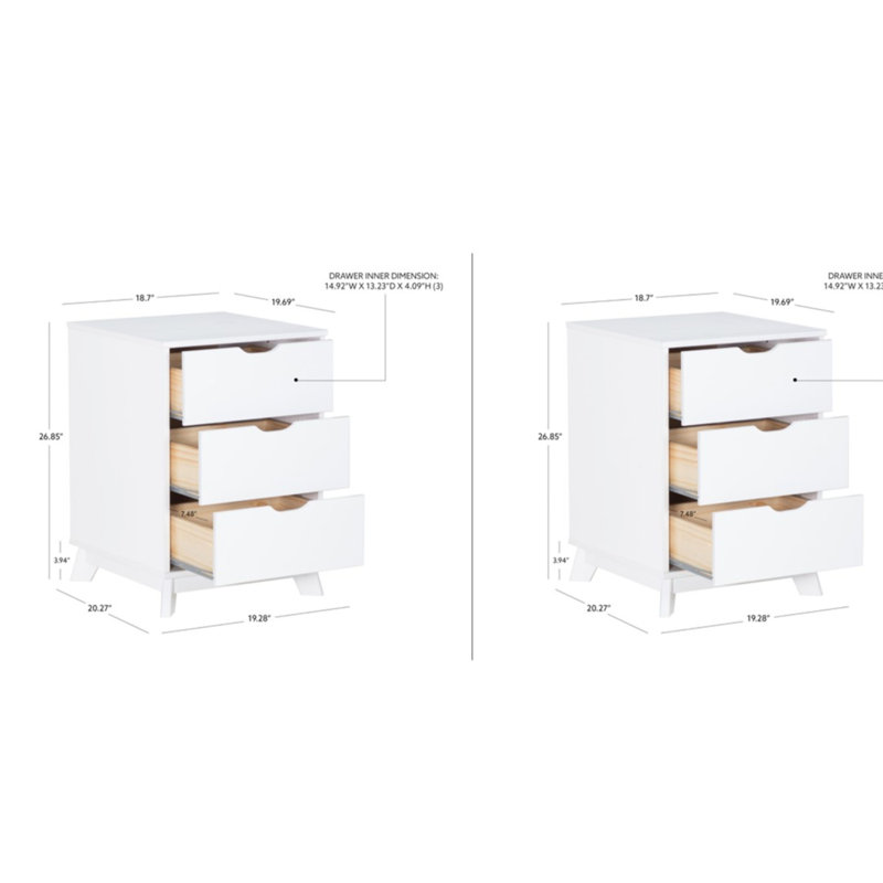 Marialana Solid Wood Nightstand Set Of 2, White