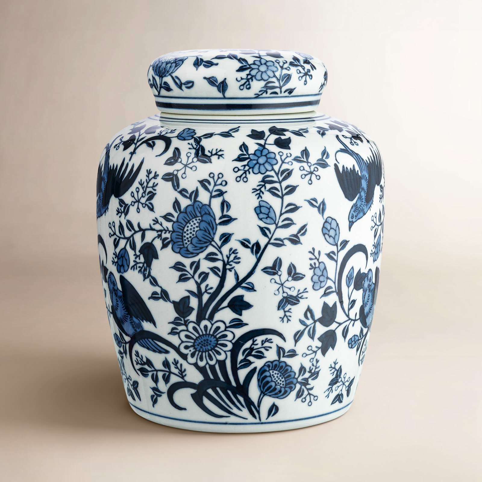 Chadwicks Ceramic Ginger Jar, Blue, 8.25'' H x 6.25'' W x 6.25'' D