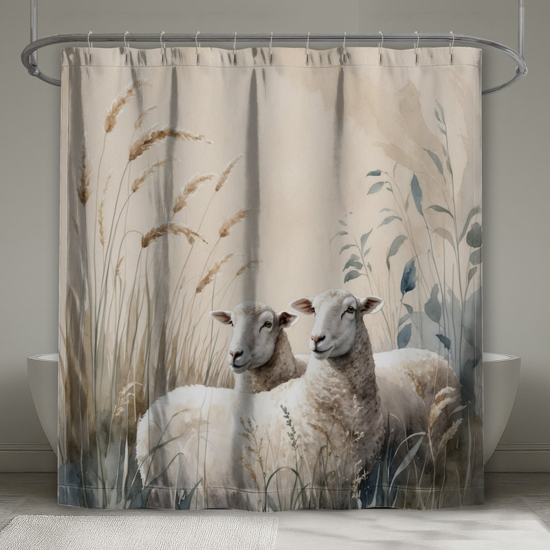 Rideaux de douche Sheep In Wheat Field, L 70 po x H 93 po