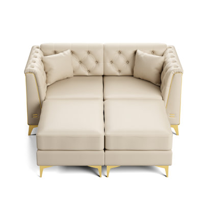 Causeuse 2 places avec 2 coussins et 2 repose-pieds