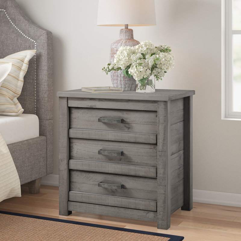 Romney 26'' W Solid Wood Nightstand, Antique Gray
