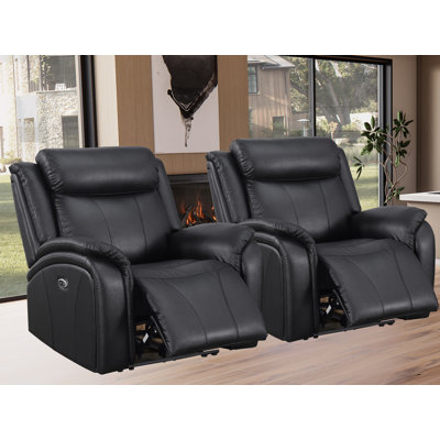 Edder Leather Power Home Theater Recliner Chair with USB Port by Latitude Run