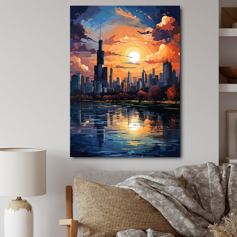 Chicago Popart III sur impression sur toile, H 20 po x l 12 po x P 1 po, Toile tendue