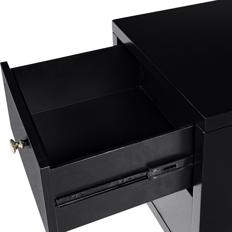 2 Drawer Wooden Nightstand, Black