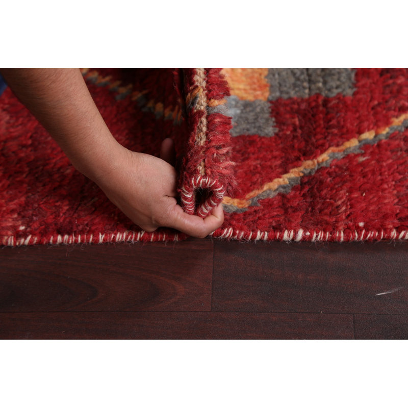 One-of-a-Kind 2'9" X 8'8" New Age Runner Wool Area Rug in Red