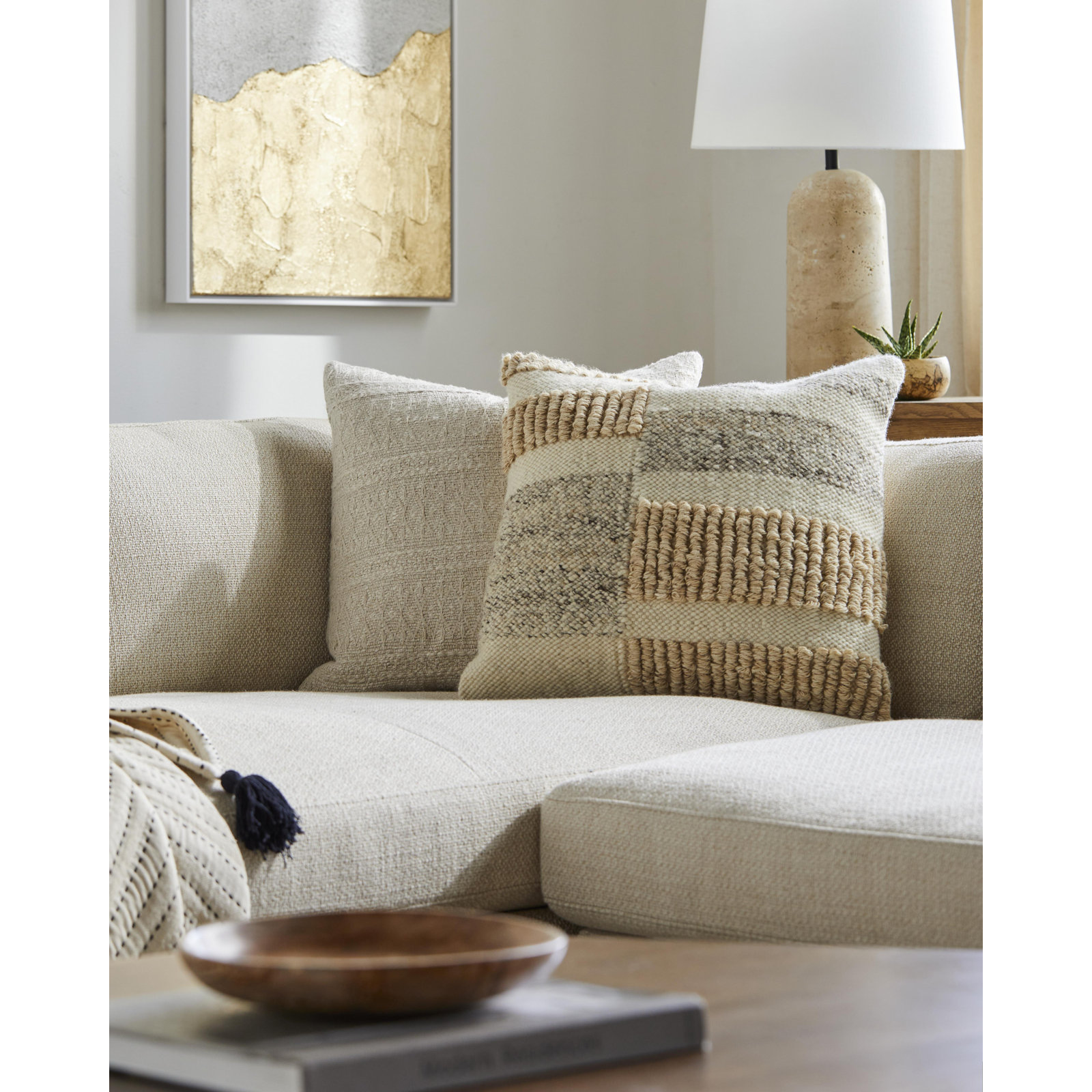 Sand Dunes Striped Wool Pillow Cover, 20"H x 20"W