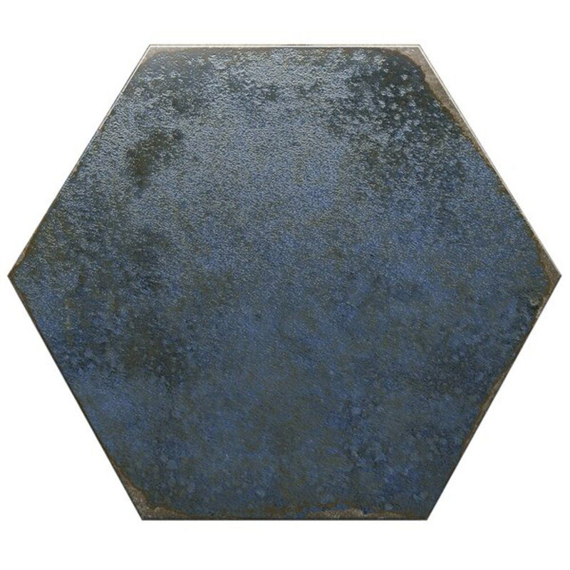 Kalay 9" Hexagon Polished Porcelain Tile, Blue