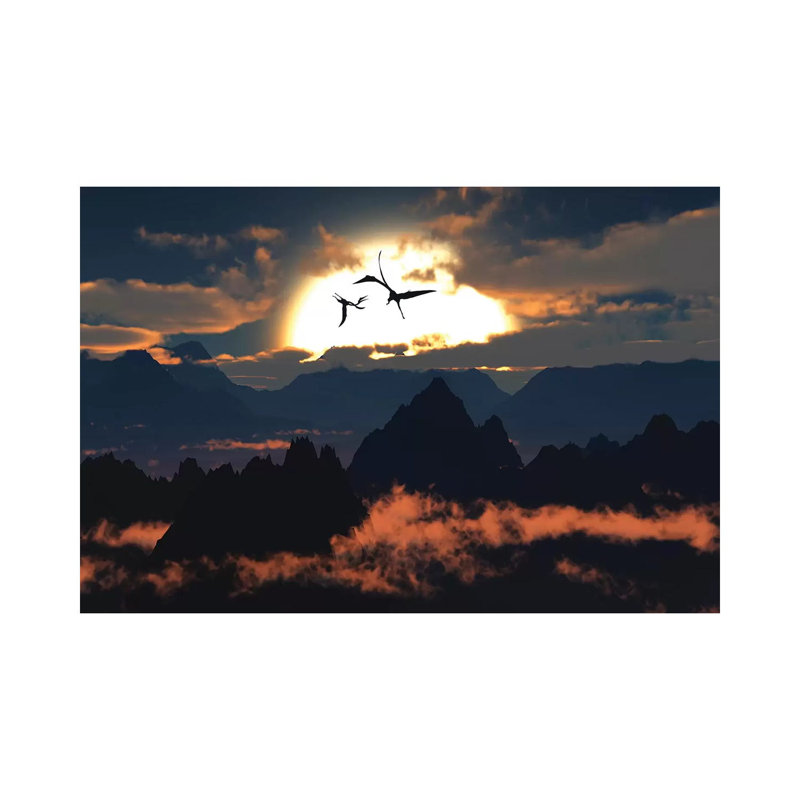 Quetzalcoatlus volant haut dans un ciel crétacé. par Mark Stevenson - Toile tendue avec châssis, estampe numérique sur toile tendue