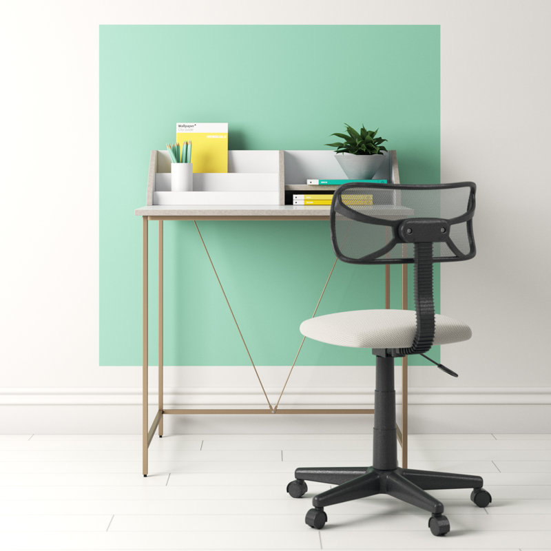 Morgane Metal Base Writing Desk, White/Gray