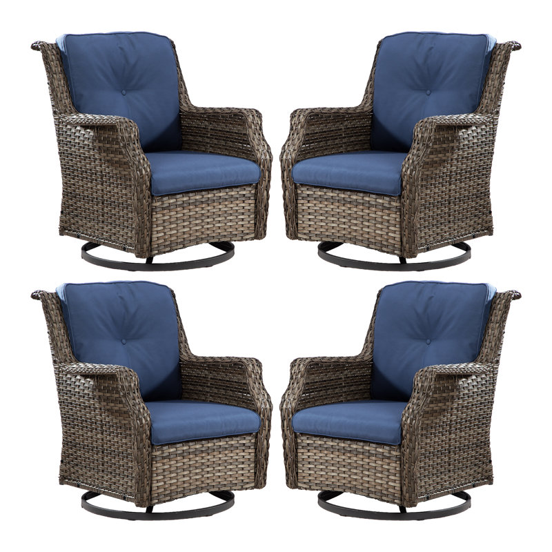 Chaise longue d'extérieur en osier Nicolina, Bleu