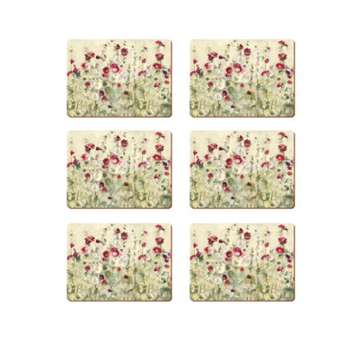 Wild Field Poppies Lacquered With Cork Backing Floral Rectangle Placemat