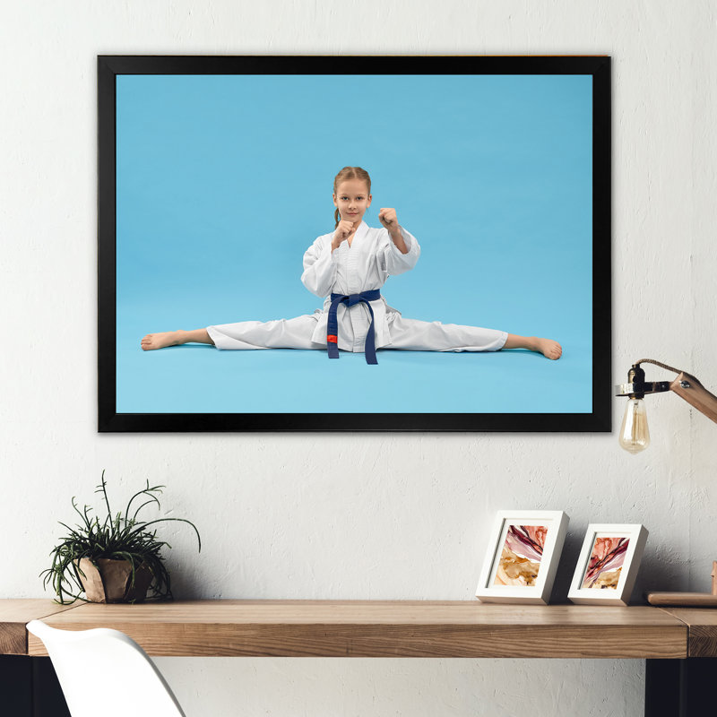 Karaté Kid, reproduction d'art sur toile, Cadre simple noir, H 24 po x l 32 po x P 1 po
