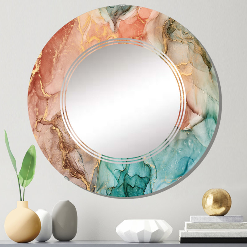 Miroir mural moderne brun, 24 po x 24 po