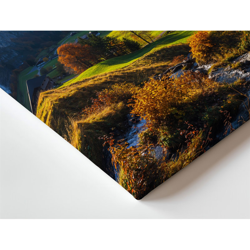 Reproduction d'art sur toile, vue panoramique à couper le souffle d'une vallée luxuriante en automne, H 12 po x l 9 po