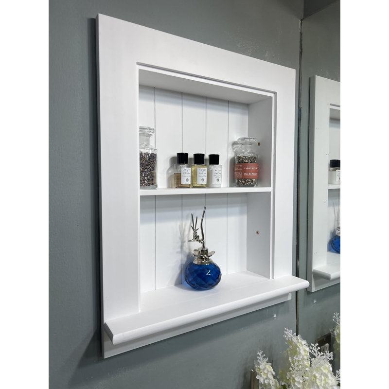 Armoire à pharmacie encastrée en bois massif 2 niveaux / 3 niveaux - Rangement mural blanc pour salle de bain et cuisine