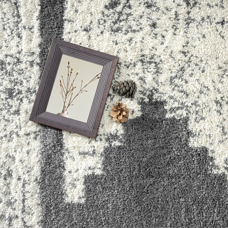 Tapis gris et ivoire Alejandrina, Rectangle 6 pi x 9 pi