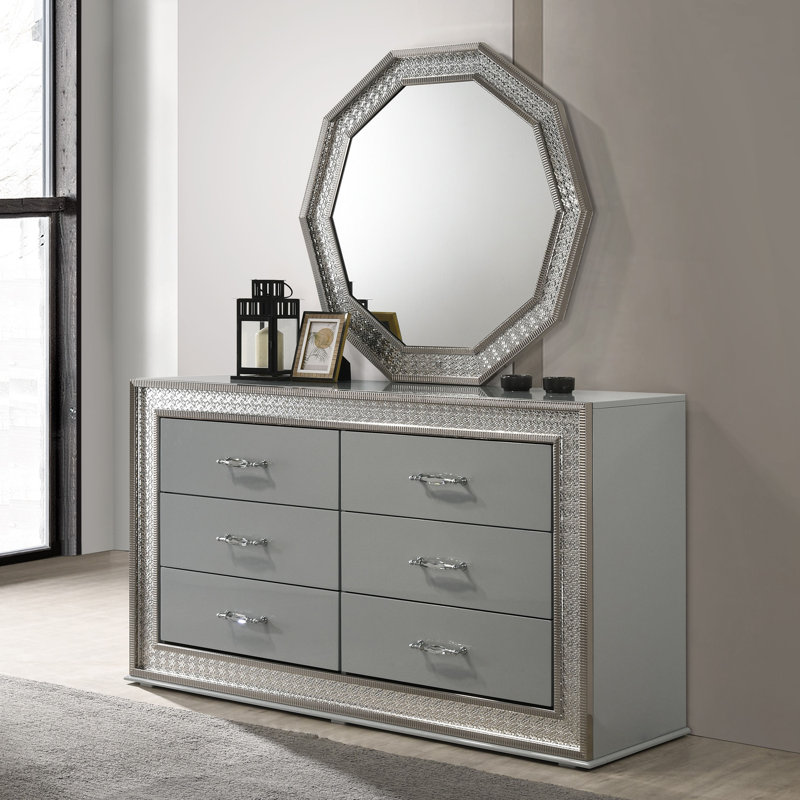 Commode 6 tiroirs avec miroir Lanier