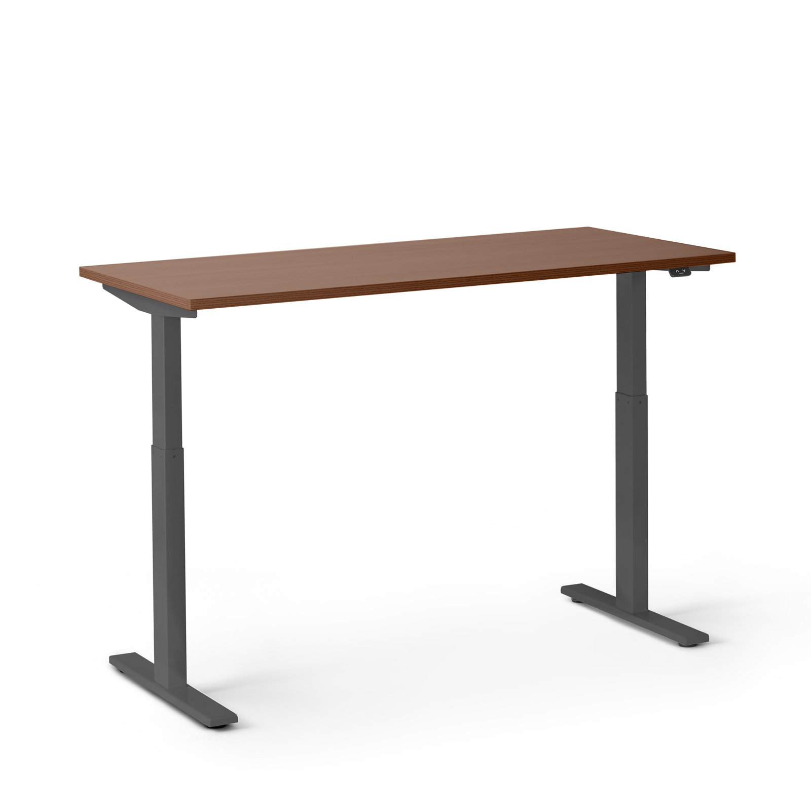 Series L 2S Adj Ht Sgl Desk, Walnut/Charcoal, 48" H x 30" W x 60" D