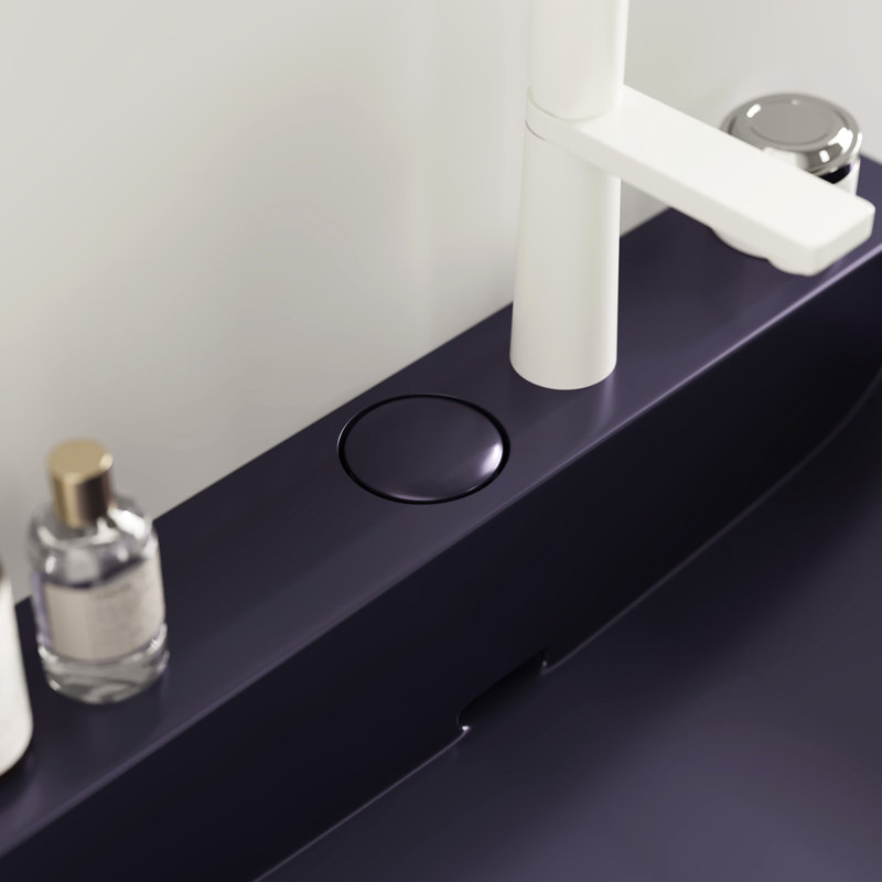 Meuble-lavabo de 24 po avec lavabo en céramique - mauve brillant et blanc, lavabo console autoportant, tablette en fer, lavabo rectangulaire de style contemporain, console, scandinave moderne, assemblage non