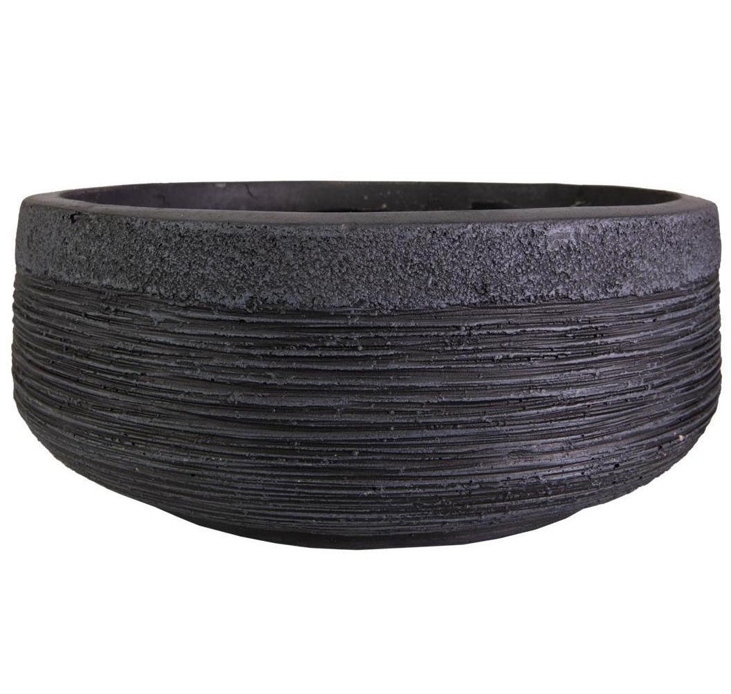 Garden Bowl Planter, Lightweight Ribbed Reinforced Stone Frostproof Outdoor Plant Pot, Planter with Drainage Holes, Bonsai Pot, Shallow Planter