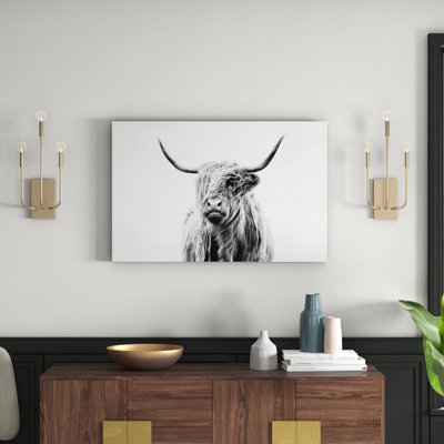 Bairdstown Portrait Of A Highland Cow by Dorit Fuhg - Print on Canvas