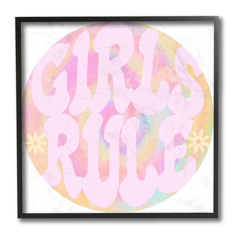 Filles règle phrase rose rétro motif Tie Dye par Daphne Polselli - impression d'art graphique, H 12 po x l 12 po x P 1,5 po