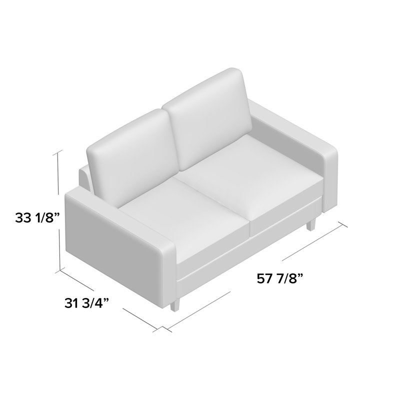 Causeuse à accoudoirs carrés 57,9 po Isata, Polyester gris clair