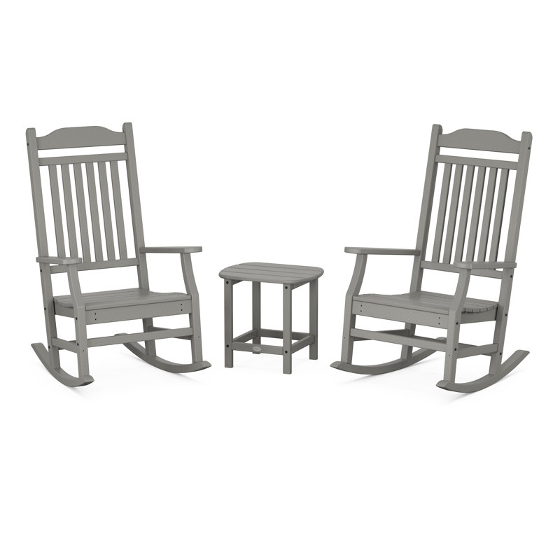 Ensemble de chaises berçantes 3 pièces Cottage, Gris ardoise