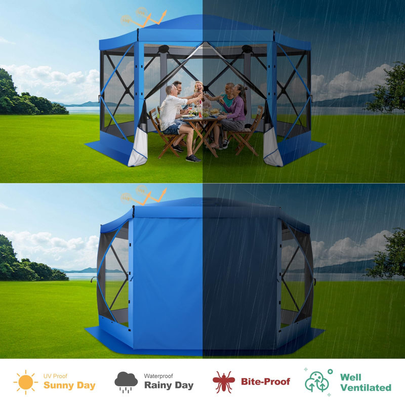 12'x12'FT Screen Room with Mosquito Netting, Blue