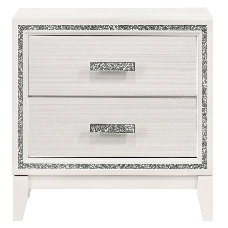 Table de chevet 2 tiroirs, Blanc